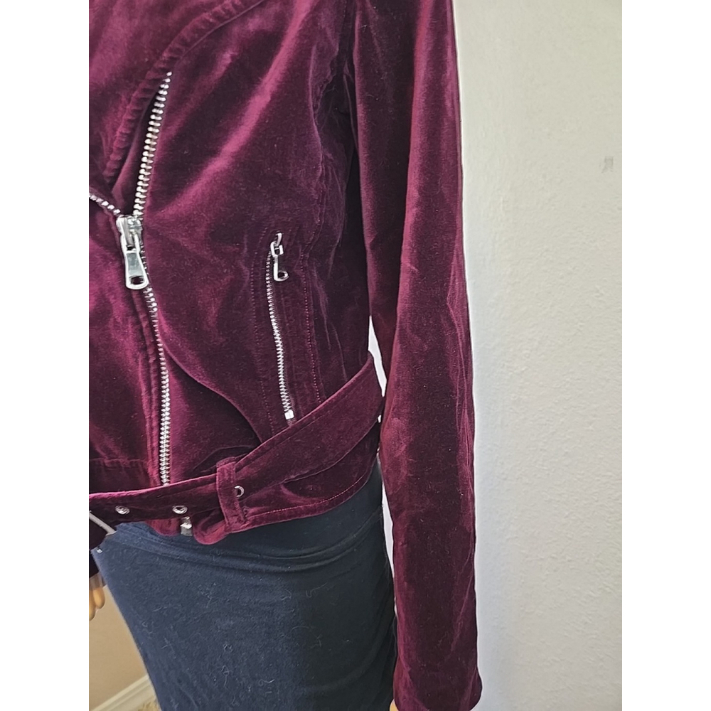 PAIGE Women's Cranberry Shanna Jacket Velvet Motto Bloomingdale's Small - Picture 8 of 10